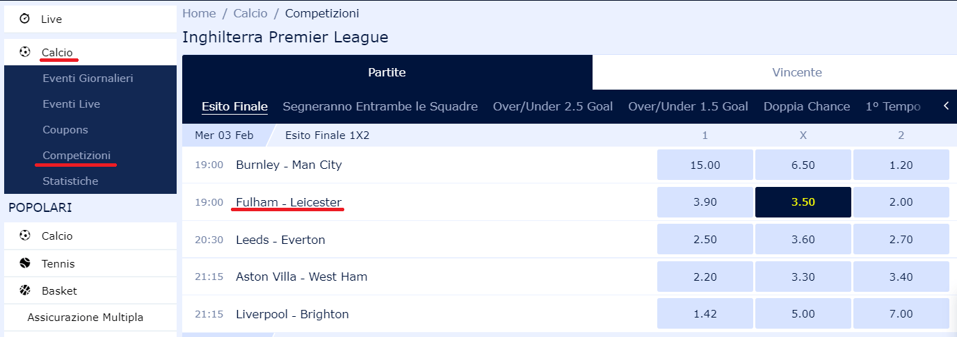 navigazione williamhill
